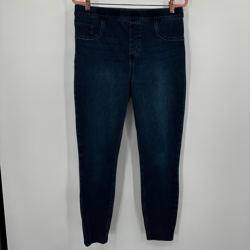Spanx Jean-ish Ankle Leggings Dark Indigo Blue High Rise Skinny XL Tummy Control